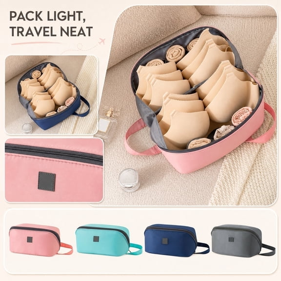 Travel Bag Organizer, Travel Toiletry Bag, Travel Makeup Bag, Small Travel Pouch, 10X6X5 Inch Grey Portable Handheld Storage Case with Wrist Strap, Zipper Closure, Water Resistant