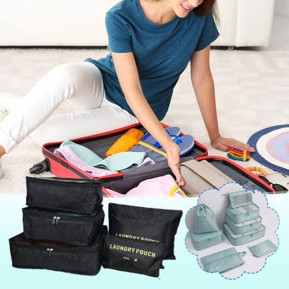 Travel Bag Set 6 Piece | Multifunctional Packing Organizers for Luggage | Lightweight Travel Storage Organizing Bags | Versatile Suitcase Divider System | Ideal for Vacation, Business Trip, Weekend