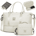 thumbnail image 1 of Travel Bag with Shoes Compartment, 40L Weekender Overnight Duffel Bag with Toiletry Bag and Shoes Bag, Gym Bag for Women with Wet Pocket, Personal Carry on Bag for Women, Travel, Gym, Weekend, White, 1 of 8