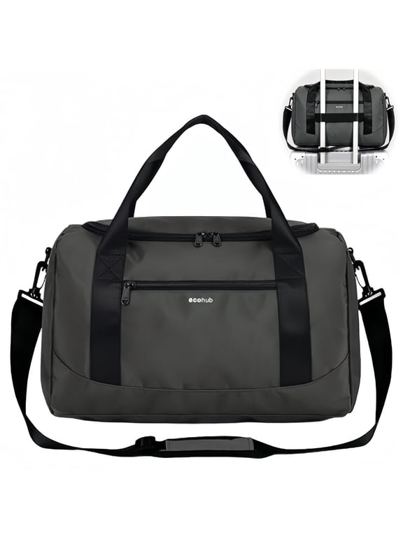 Travel Bag Underseat 16'' Personal Item Bag, Small Duffel Bag Carry on Bag with Trolley Sleeve for United Airlines, Waterproof Weekender Overnight Gym Bag for Women and Men(Gray)