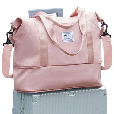 Travel Bag,Waterproof Duffel Gym Tote Bag,Weekender Carry On Overnight Bags for Women Men Approved Personal Item Bag for Airlines with Trolley Sleeve,Travel Duffel Bags,Pink