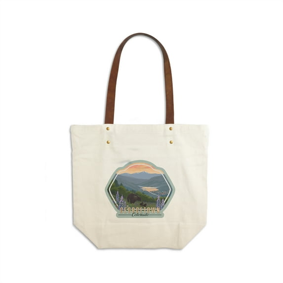 Travel Bags Georgetown, Colorado, Bears and Spring Flowers, Contour, Unique Art, Zipper Tote or Go Bag, Organic Cotton