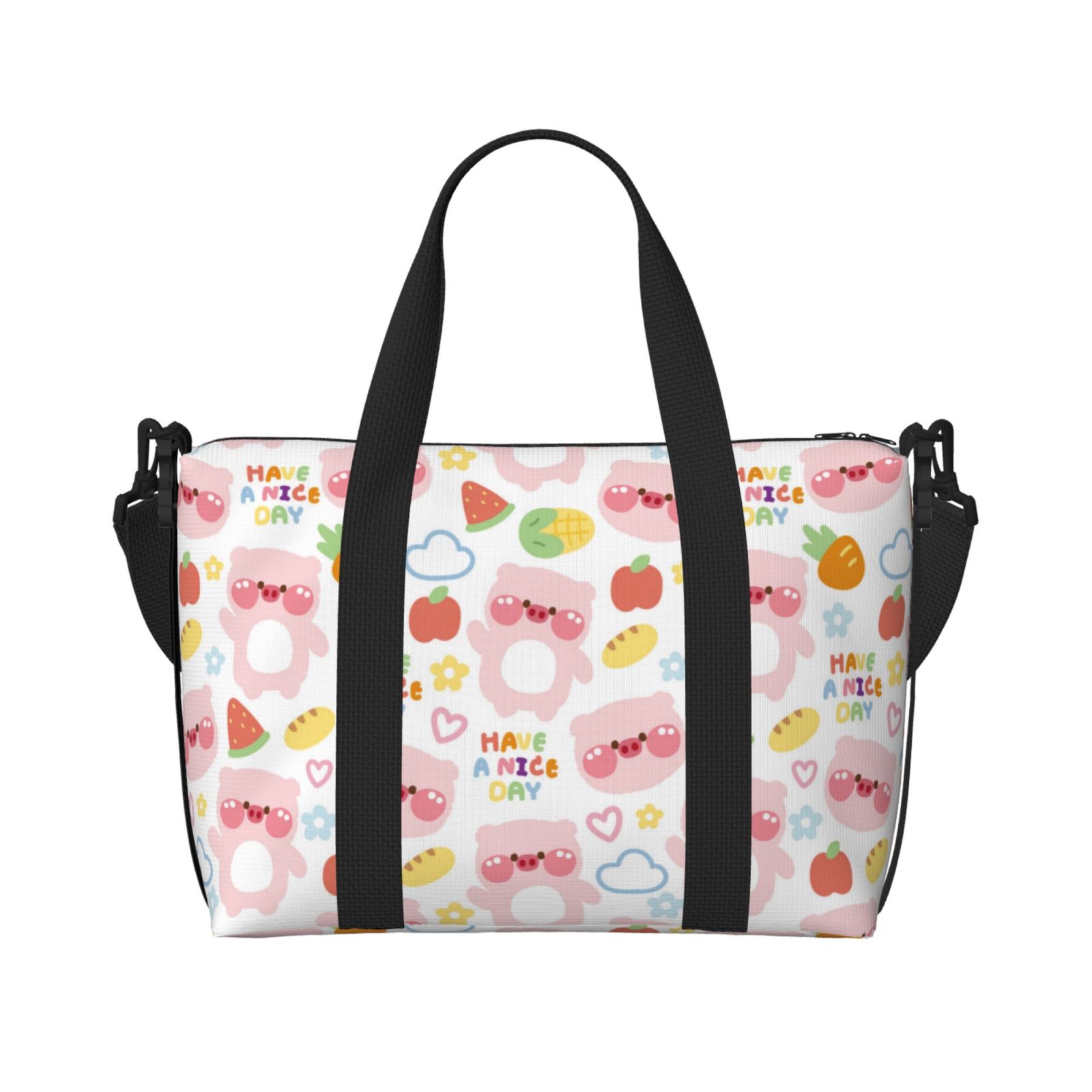 Travel Bags for Women Men Cute Pig Radish Tomato Corn Duffle Bag for