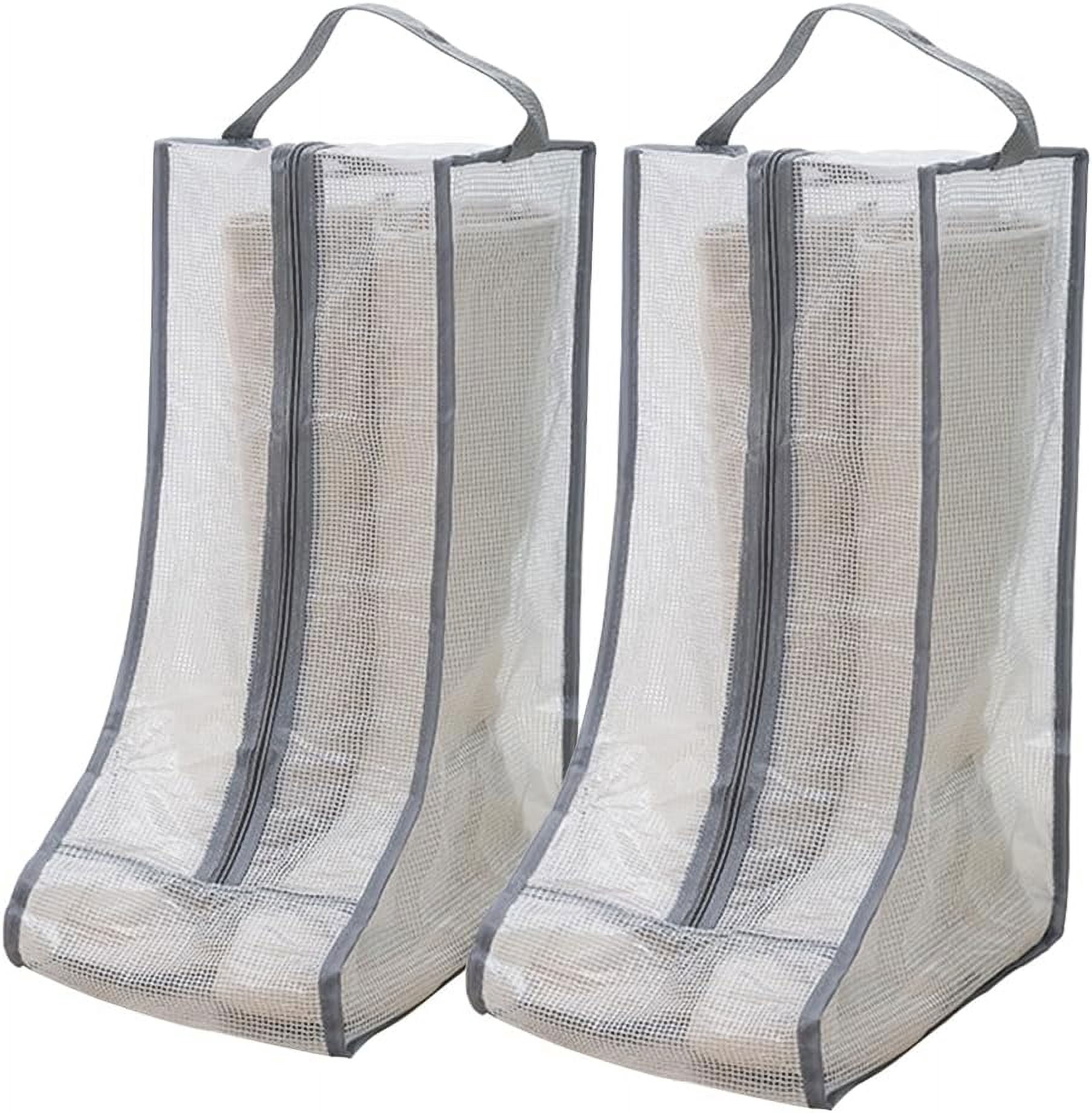 Travel Bags for Luggage Packing, Clear Stackable Storage Dust Waterproof Shoe Bags in Closet 2 Set Hanging Bags (Clear Gray-Thigh Boot)