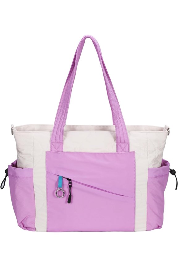 Travel Bags for Women,Work Tote Bags for Women, Puffy Quilted Tote Bag Purple