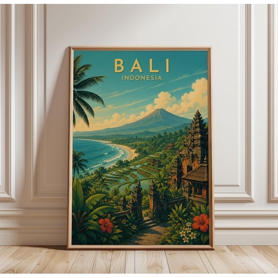 Travel Bali Indonesia Tropical Beach Rice Terrace Volcano Landscape ...