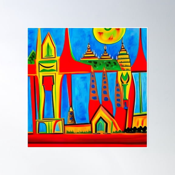Travel - Bangkok Poster Wall Art, Modern Wall Decor, 16x16 UNFRAMED