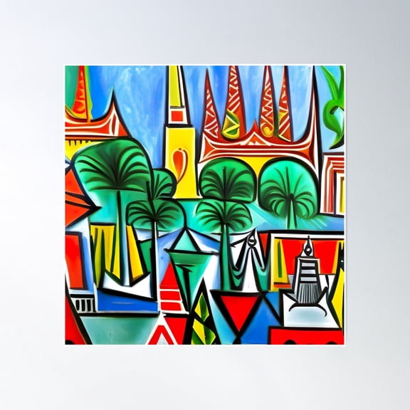 Travel - Bangkok Poster Wall Art, Modern Wall Decor, 16x16 UNFRAMED