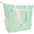 thumbnail image 1 of Travel Beach Tote Bag Large Capacity Shoulder Handbag with Multi Pockets Water-resistant for Seaside Shopping Casual for Women, Mint Green, 1 of 8