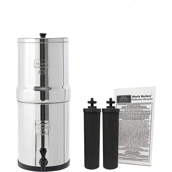 Travel Berkey Gravity-Fed Water Filter with 2 Black Berkey Purification Elements