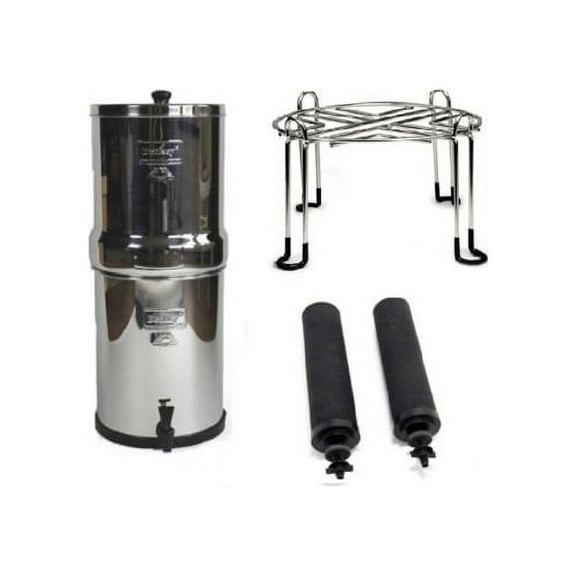 Travel Berkey Water Purifier with 2 Black Filters and Wirestand Accessory