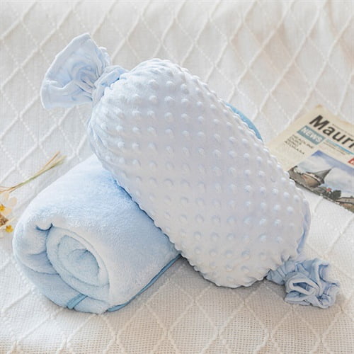 Travel Blanket Pillow-Premium Soft 2 in 1 Airplane Blanket for Long Trips Essentials, Blue