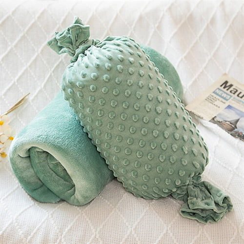 Travel Blanket Pillow-Premium Soft 2 in 1 Airplane Blanket for Long Trips Essentials, Green