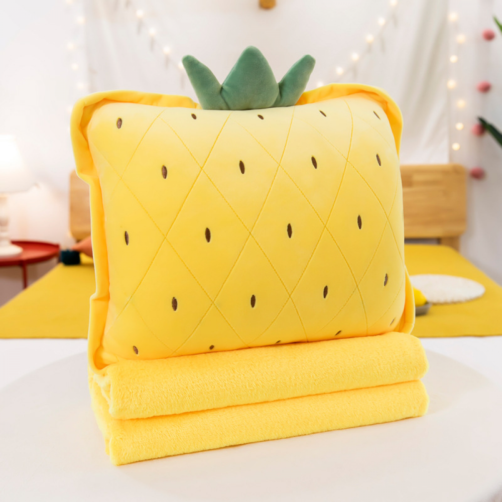 Travel Blanket and Pillow Set, 3in1 Cute Plush Fruit Stuffed Hugging