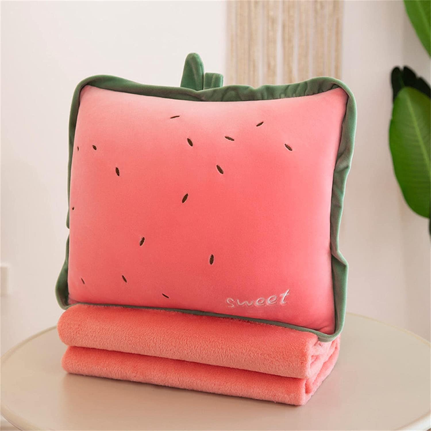 Travel Blanket and Pillow Set, 3in1 Cute Plush Fruit Stuffed Hugging