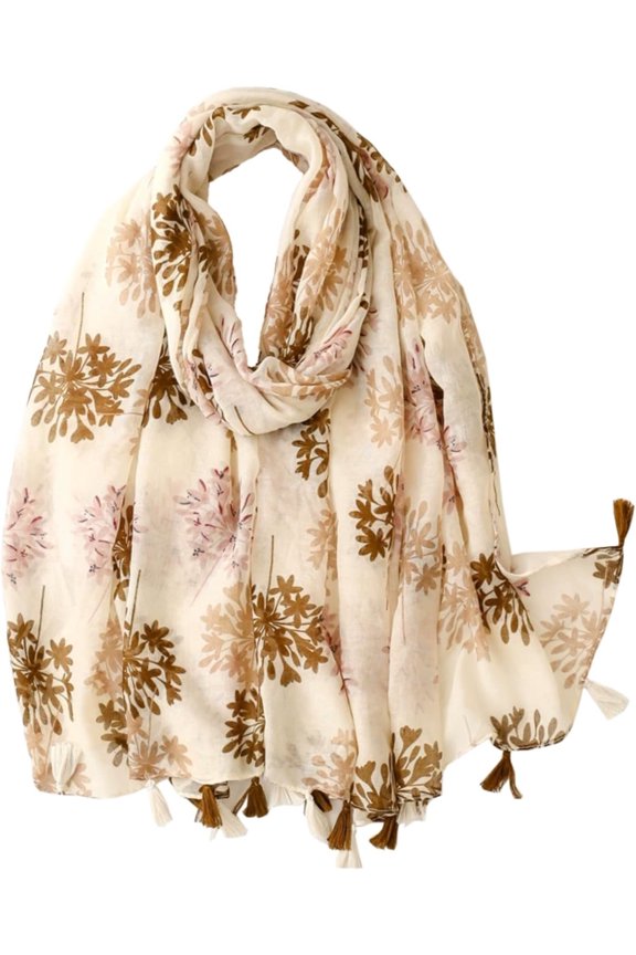 Travel Boho Scarf for Women Casual Lightweight Fashion Multicolor Shawl Wraps with Fringed Beads