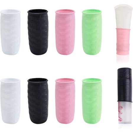Travel Bottle Covers for Toiletries Silione Accessory Elastic Sleeve Leak Proofing Travel Accessories for Toiletries Shampoo Lotion Conditioner (Green/Black/White/Pink-8 Pack)