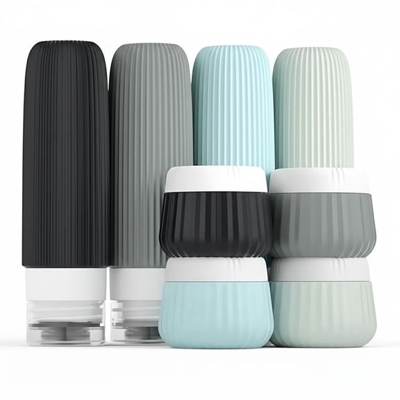 Travel Bottles 8 Pack, TSA Approved 3 oz Toiletries Containers, Leak Proof Silicone Squeezable Essentials Jars with Clear Bag