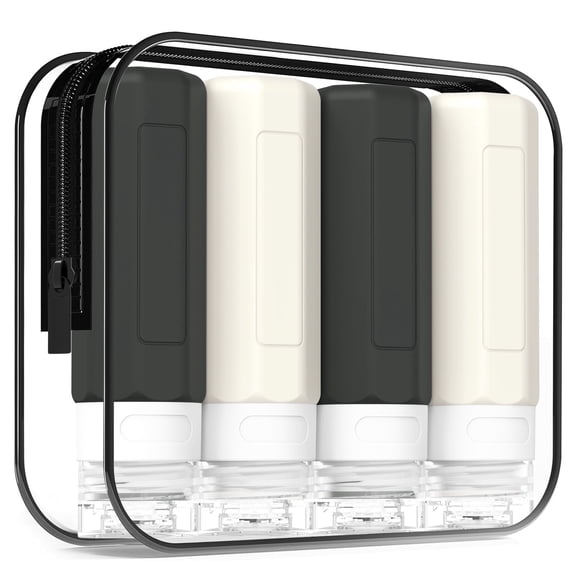 Travel Bottles for Toiletries, 3oz Tsa Approved Travel Size Containers, BPA Free Leak Proof Travel Containers for Toiletries, Refillable Travel Accessories for Shampoo Conditioner BlackWhite