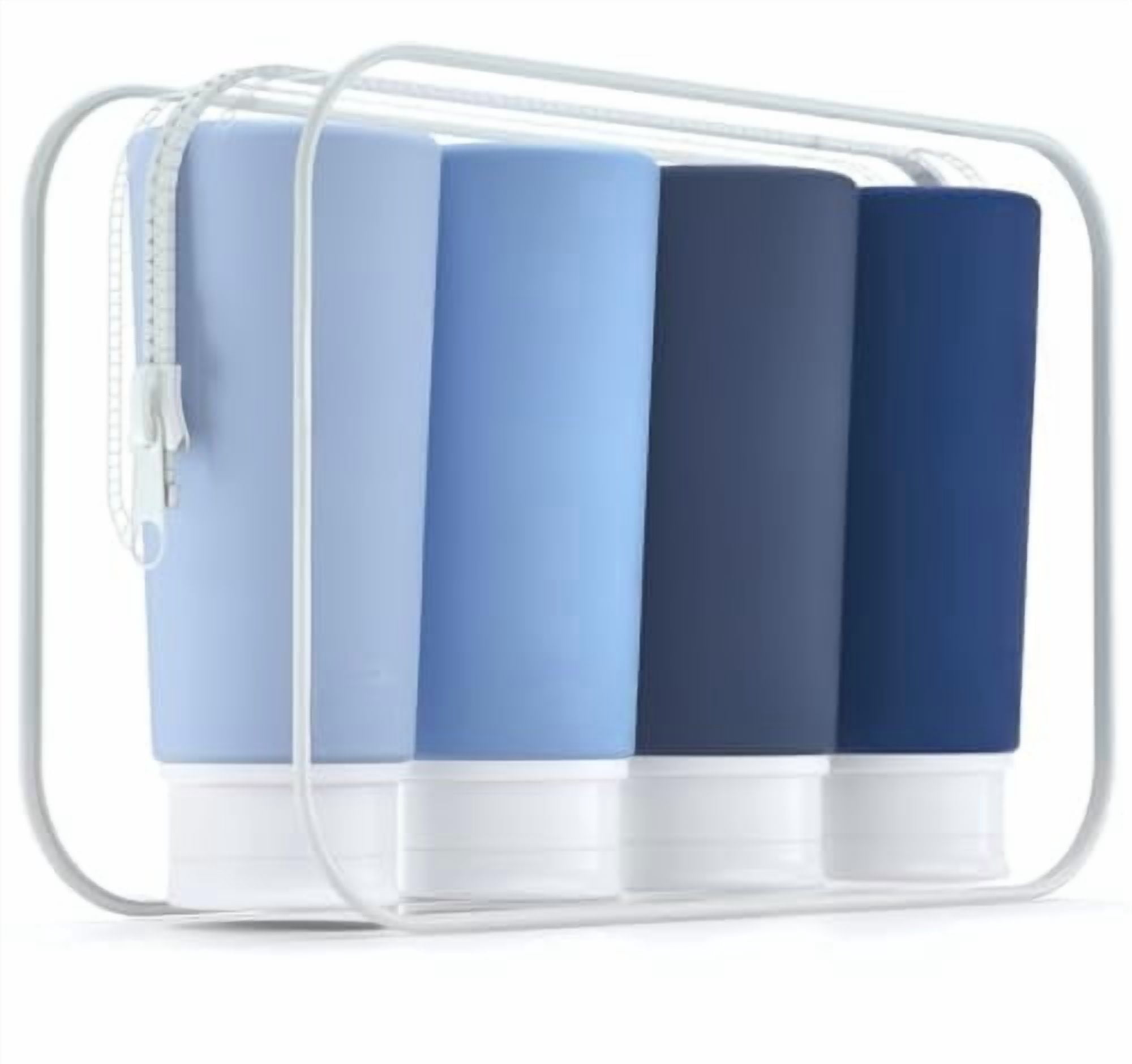 Travel Bottles for Toiletries, Tsa Approved 3.4oz Portable Travel Bottles, BPA Free Leak Proof Travel Tubes Refillable Travel Accessories, Travel Accessories with Clear Toiletry Bag, Blue