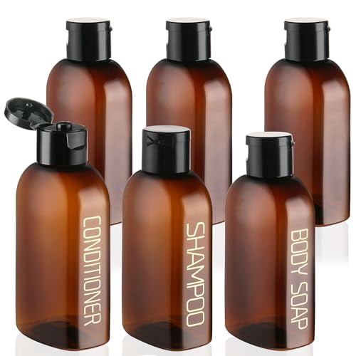 Travel Bottles for Toiletries - 6 PCS Shampoo Bottles, TSA Approved Travel Size, Leak Proof Containers with Flip Cap