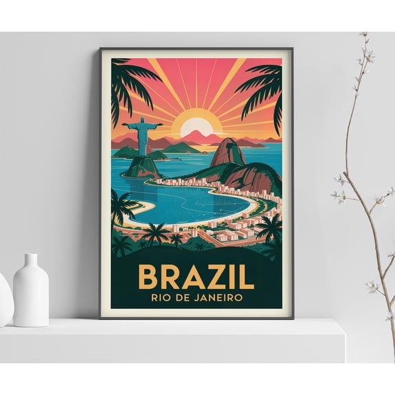 Travel Brazil Rio De Janeiro Retro Beach Brazil For Rio Poster , Poster ...