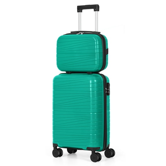 Travel Business Trip Slanted Stripe Luggage Set PP 2 Piece (14"+20") Green