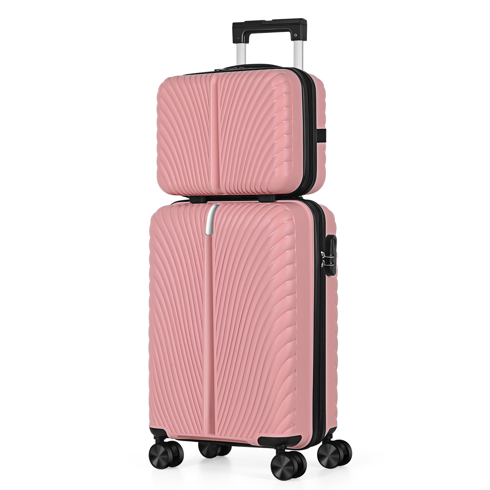 Travel Business Trip Striped Luggage Set PP 2 Piece (14"+20") Rose Gold