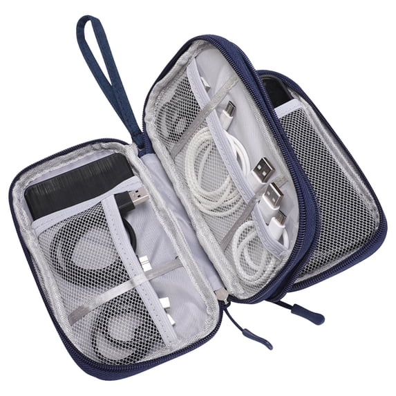Travel Cable Organizer Bag, 8.7 x 5.1 x 1.6 in Tech Storage Case for Charger Headphone Cord, Navy