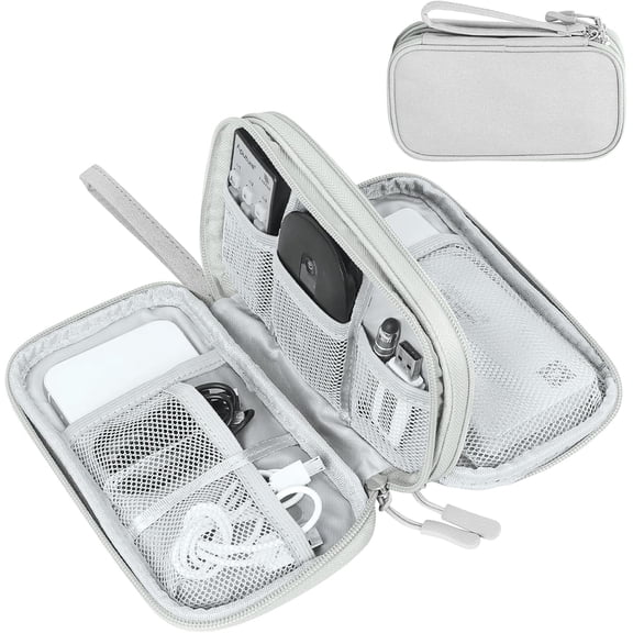 Travel Cable Organizer Pouch Electronic Accessories Carry Case Portable Waterproof Double Layers All-in-One Storage Bag for Cord, Charger, Phone, Earphone Black
