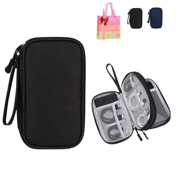 Travel Cable Organizer Pouch,Electronic Accessories Carry Case Tech Bag,Portable Double Layers All-in-One Storage Bag for Cable, Cord, Charger, Phone, Earphone