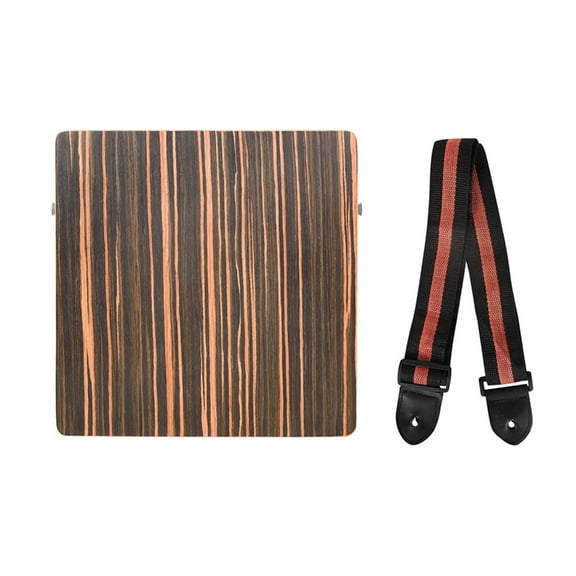Travel Cajon Box Drum Flat Hand Drum Wood Percussions Instrument with Adjustable Belt Performances Music Instrument