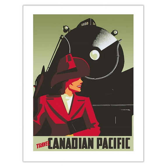 Travel Canadian Pacific Railway - Royal Hudson 2850 Steam Locomotive - Vintage Railroad Travel Poster by Peter Ewart c.1942 - Bamboo Fine Art 290gsm Paper (Unframed) 17x22in
