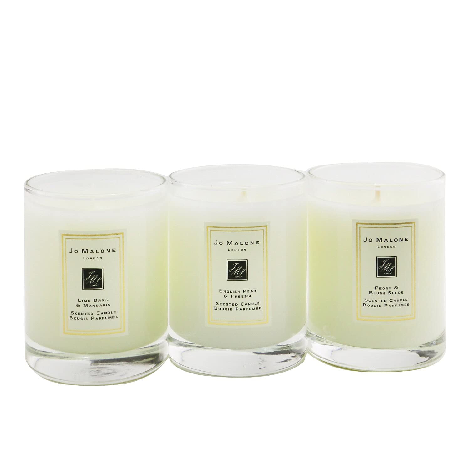 White Glass Round Scented Travel Candle Trio