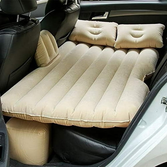 Travel Car Air Mattress with Independent Air Chambers, Durable Flocked Surface for Portable Camping and Multi-function Outdoor Essential, Supports up to 150kg for 2 Adults