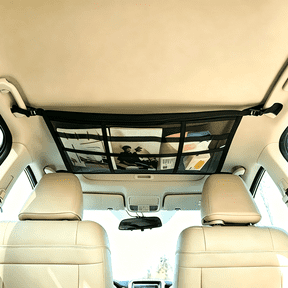 Adjustable Double Layer SUV Ceiling Cargo Net, Car Roof Storage Mesh Organizer Bag for Camping Travel Long Trips, Black