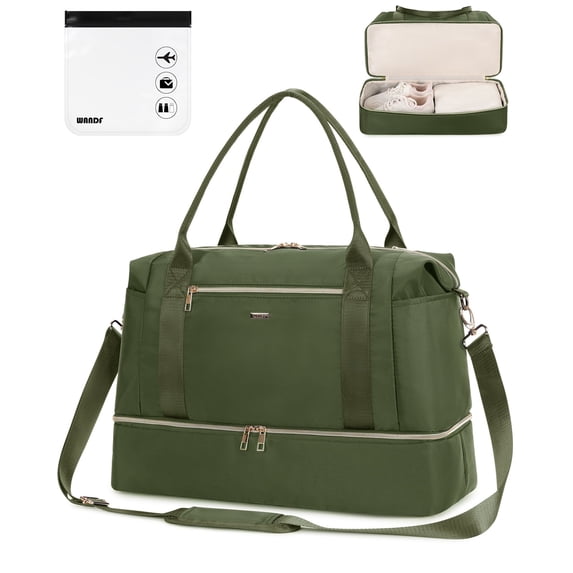 Travel Carry on Bag for Spirit Airlines Personal Item Bag 18x14x8 Underseat with Shoe Compartment, Tsa Approved Toiletry Bag with Wet Pocket,Gym Business Weekender Bag(Green)