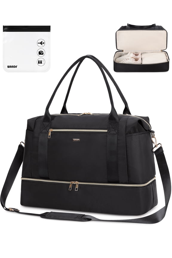 Travel Carry on Bag for Spirit Airlines Personal Item Bag 18x14x8 Underseat with Shoe Compartment, Tsa Approved Toiletry Bag with Wet Pocket,Gym Business Weekender Bag(Black)