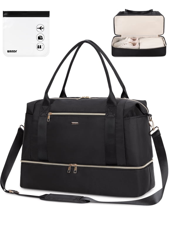 Travel Carry on Bag for Spirit Airlines Personal Item Bag 18x14x8 Underseat with Shoe Compartment, Tsa Approved Toiletry Bag with Wet Pocket,Gym Business Weekender Bag(Black)