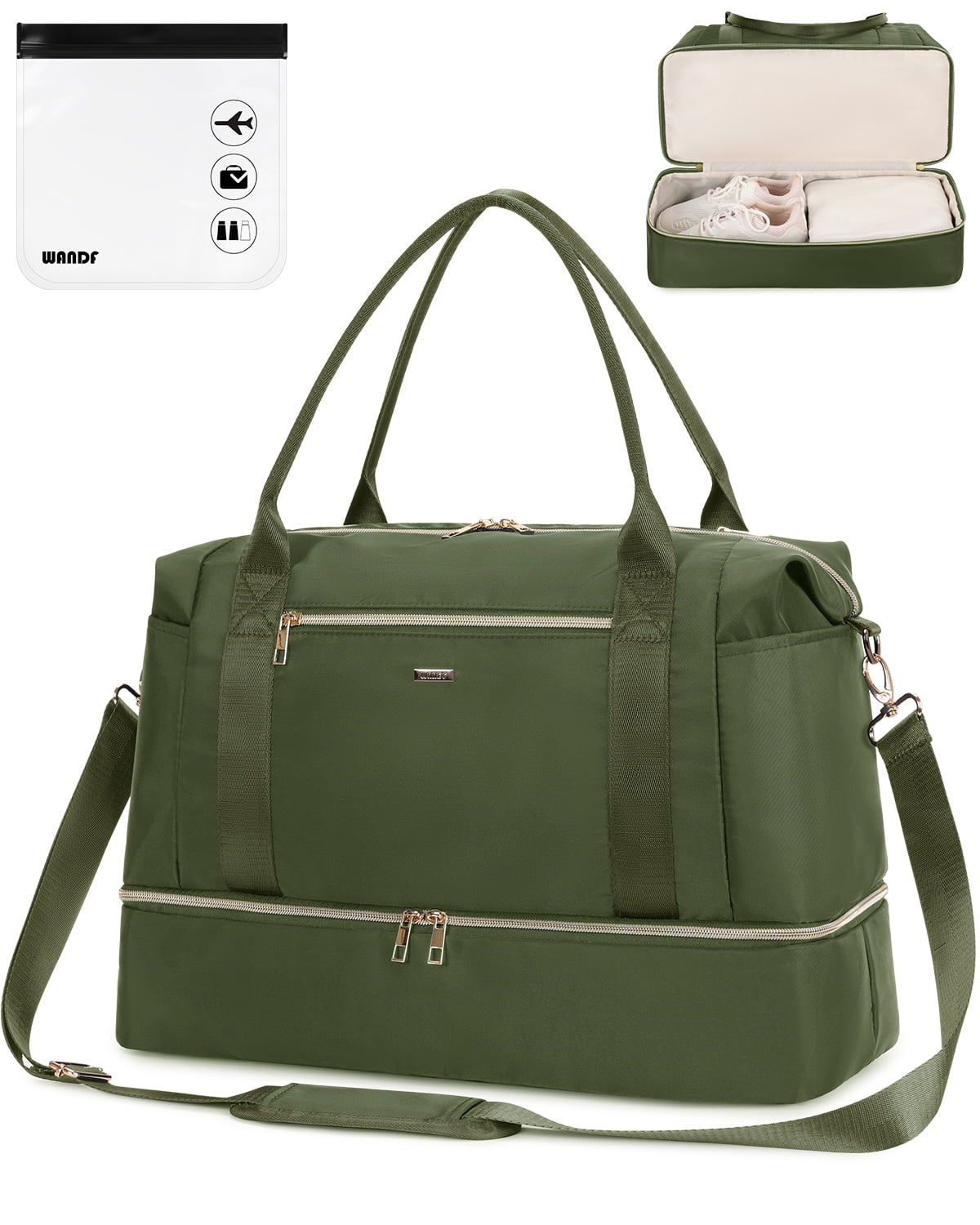 Travel Carry on Bag for Spirit Airlines Personal Item Bag 18x14x8 Underseat with Shoe Compartment, Tsa Approved Toiletry Bag with Wet Pocket,Gym Business Weekender Bag(Green)