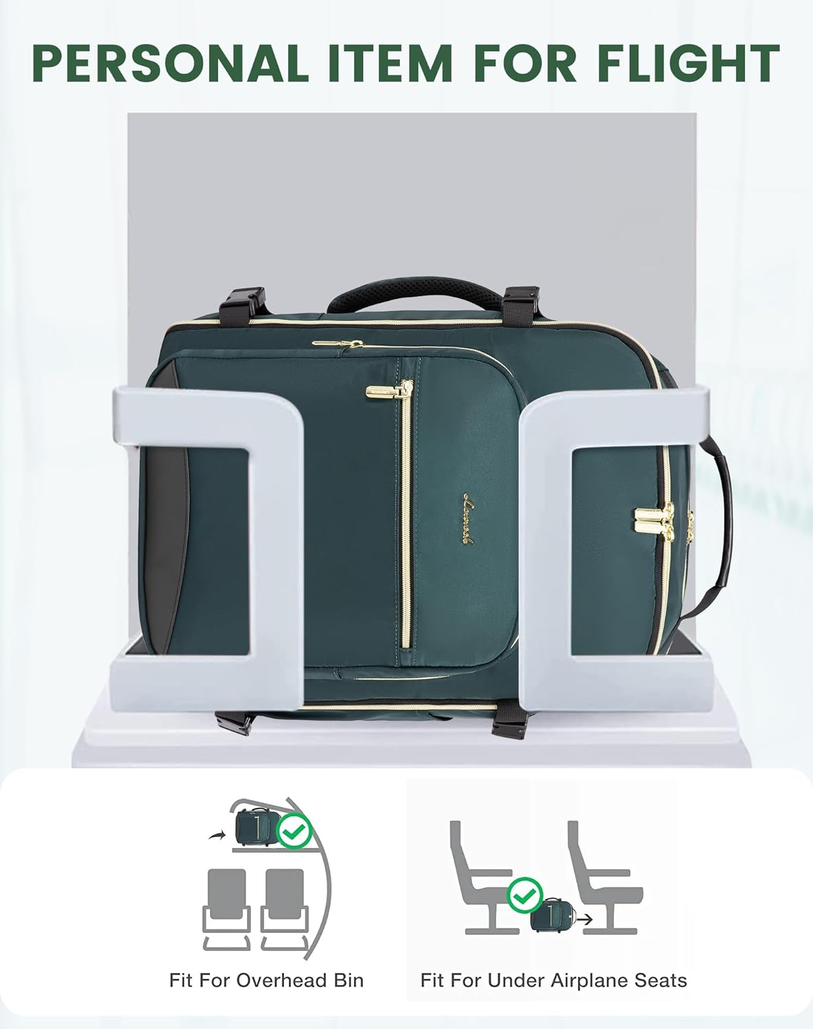 Travel Carry On Backpack As Personal Item Flight Approved For Men, 40L