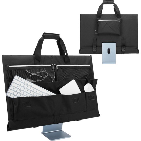 Travel Carrying Case for 24'' iMac Desktop Computer, Protective Storage Bag for iMac Monitor Dust Cover with Carry Handle for 24 inch iMac Screen and Accessories (Black)