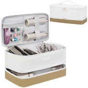 Travel Carrying Case Fits for Shark Flexstyle/FlexFusion/Hair Dryer,2-Layer Hot Tools Bag Fits for Shark Glam,Portable Hair Tools Bag Fits for Dyson Airwrap Styler/Supersonic,White + Khaki