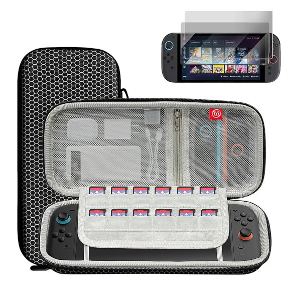 Travel Carrying Case for NS Switch 2(2025),11.61 Inch Large Capacity Premium EVA Portable Bag with 2 Screen Protector, Hard Protective Case Holds 24 Game Cartridge