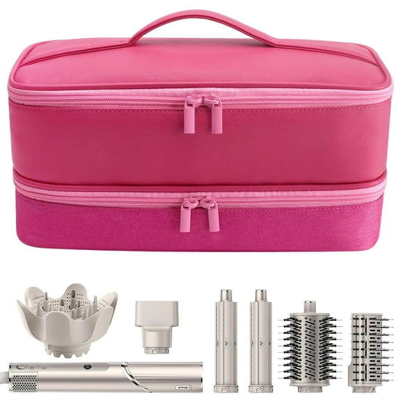 Travel Carrying Case for Hair Dryer for Shark Flexstyle Double-Layer Hair Accessories Tools Storage Bag for Revlon Hairdryer Styler Organizer (PINK)