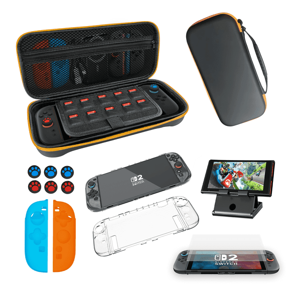 Travel Carrying Case for Nintendo Switch 2 2025, Large Volume Accessories Bundle Holder, 2 Screen Protector, Hard Protective Cover