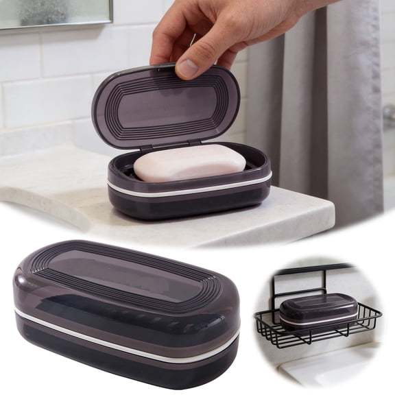 Travel Case for Shampoo Bar, Soap Dish with 6 Drainage Holes, Mold-Resistant Shampoo Bar Holder, Large Soap Box for Traveling Camping Bathroom Storage for Solid Shampoo and Conditioner Bars