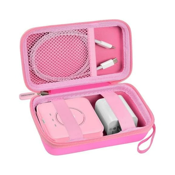 Travel Case for UCOMX for Nano/for Iseyyox/for LISEN/for RTOPS 3 in 1 Wireless Charger, Foldable Magnetic Charging Station Storage Holder Bag for Fast Charge Pad Cable and Adapter, Pink-Box Only