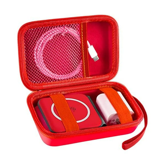 Travel Case for UCOMX for Nano/for Iseyyox/for LISEN/for RTOPS 3 in 1 Wireless Charger, Foldable Magnetic Charging Station Storage Holder Bag for Fast Charge Pad Cable and Adapter, Red-Box Only