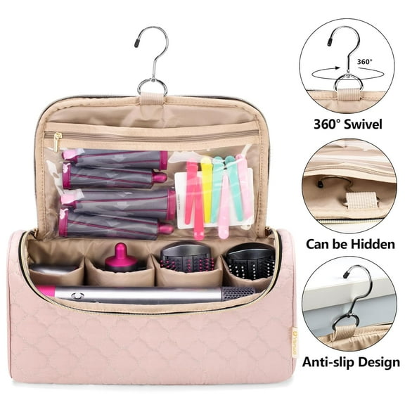 Travel Case for  Airwrap Complete Styler, Portable Storage Bag with Hanging Hook, Pale Mauve